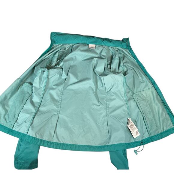 Columbia Womens Small Hide Hooded Windbreaker Rain Jacket Turquoise Lightweight - Picture 14 of 14